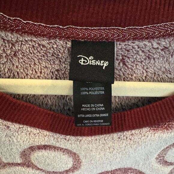 Disney Mickey Mouse Maroon & Cream Fleece Sweatshirt Women's Pullover XL - Picture 5 of 8